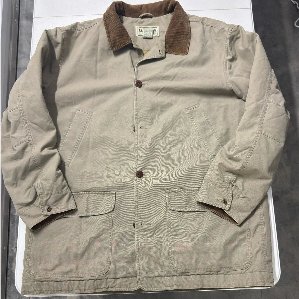 L.L. Bean Original Field Coat Mens XXLT Tan Excellent Flannel Lined Chore Jacket